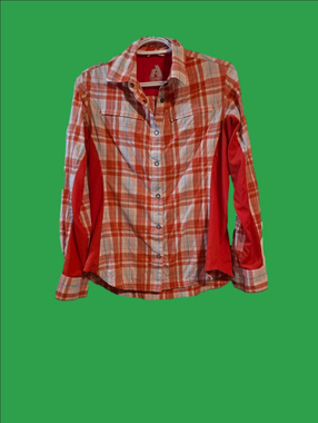 4/$67 Deal! Eddie Bauer Orange Plaid Button-Down Sun Shirt